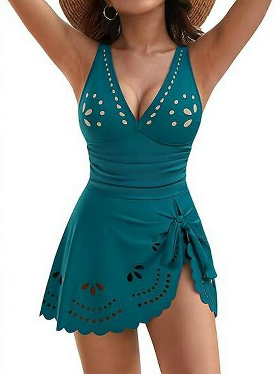 European Hollow Out One-Piece Swimsuit: Women's Slimming Sexy Skirted Bikini