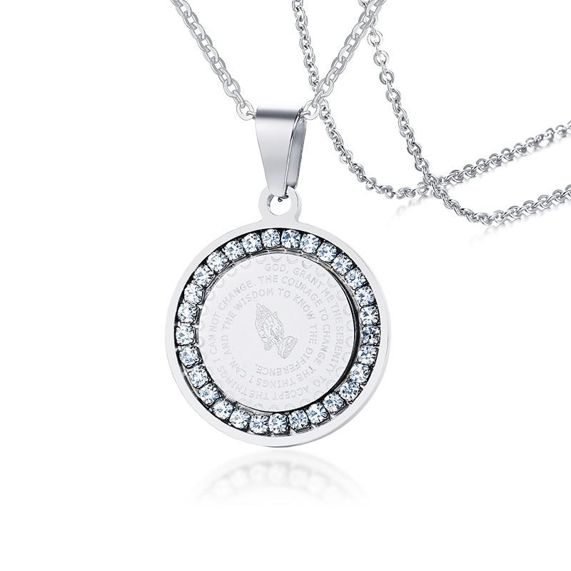 

4 Qul Necklace Pendant Men Muslim Islamic Hajj Umrah silver color CZ Stone Jewelry
