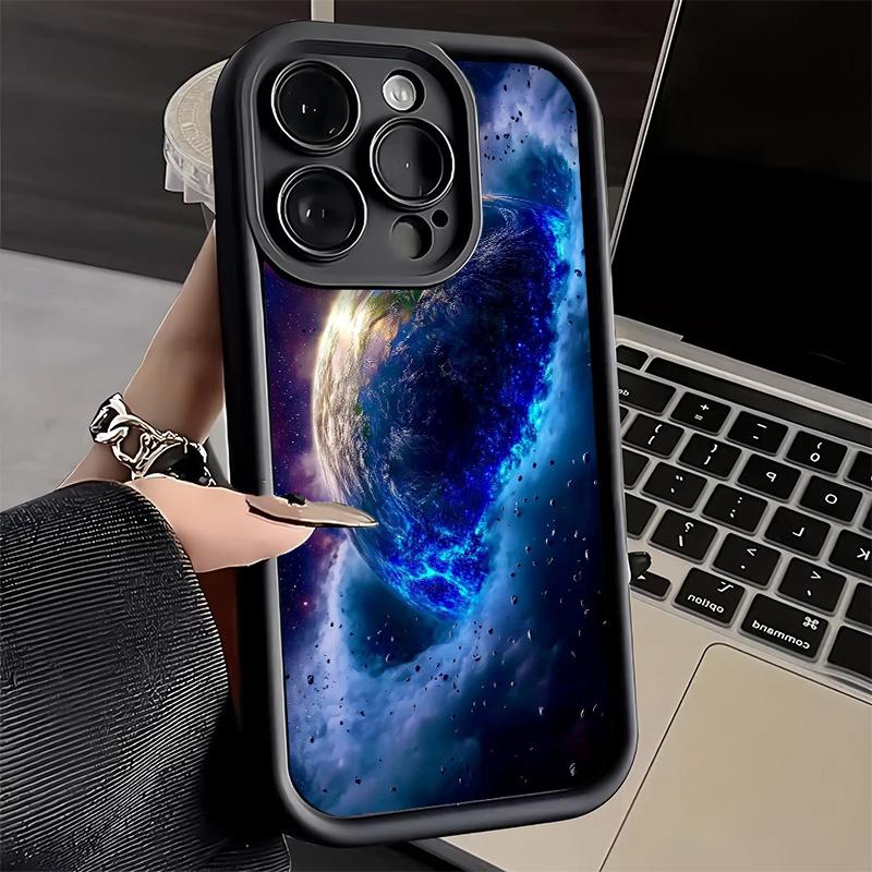 Phone Case for iPhone 17 Air 16E 15 16 Pro Max Earth Stars Space Universe Cover 14 Plus 13 12 Mini Soft Shell Silicone Fundas