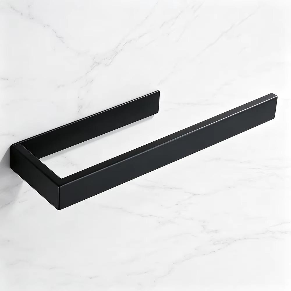 Adhesive Stainless Steel Kitchen Paper Towel Holder Large Tissue Hanger Wall Mounted Bathroom Organizer Hand Towel Rack Black