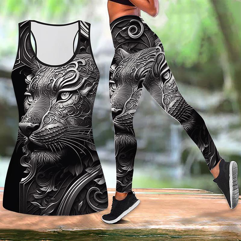 Dámské jógové oblečení s potiskem mocného tygra, módní legíny na cvičení, fitness, sportovní a ležérní jógové kalhoty