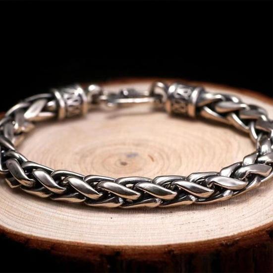 Pánský náramek Silný dutý řetízek Vintage Pletený Leštěný Jednobarevná Slitina Galvanizované Denní nošení Šperky na zápěstí Sváteční dárek