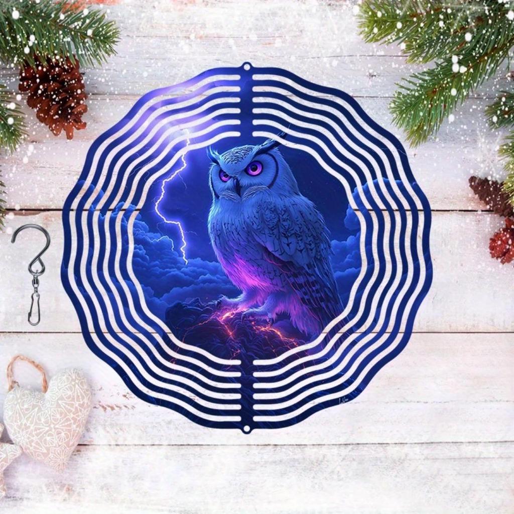 Kaijit - 1 Stück Fantasy Katastrophen Eulenmuster Mandala Drehbares Windspiel - Hängendes dekoratives Windspiel für alle Jahreszeiten - Vielseitig