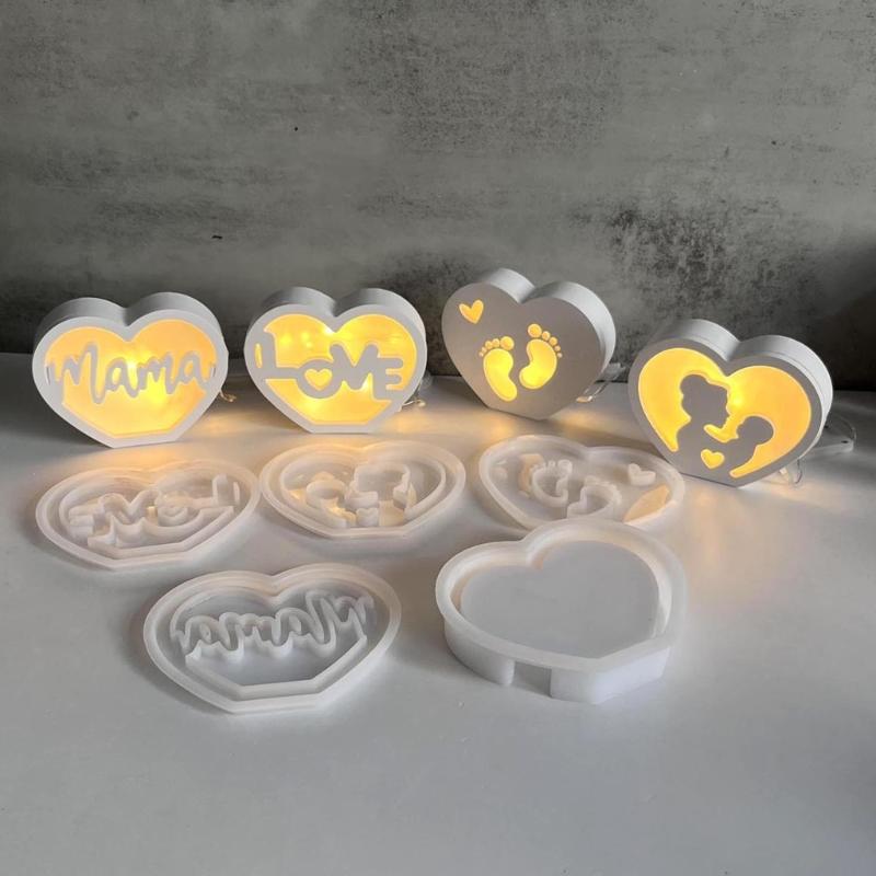 Silicone Mould Mother's Day Silhouettes Molds Plasters Molds Heart Casting Molds for Wedding Home Decoration