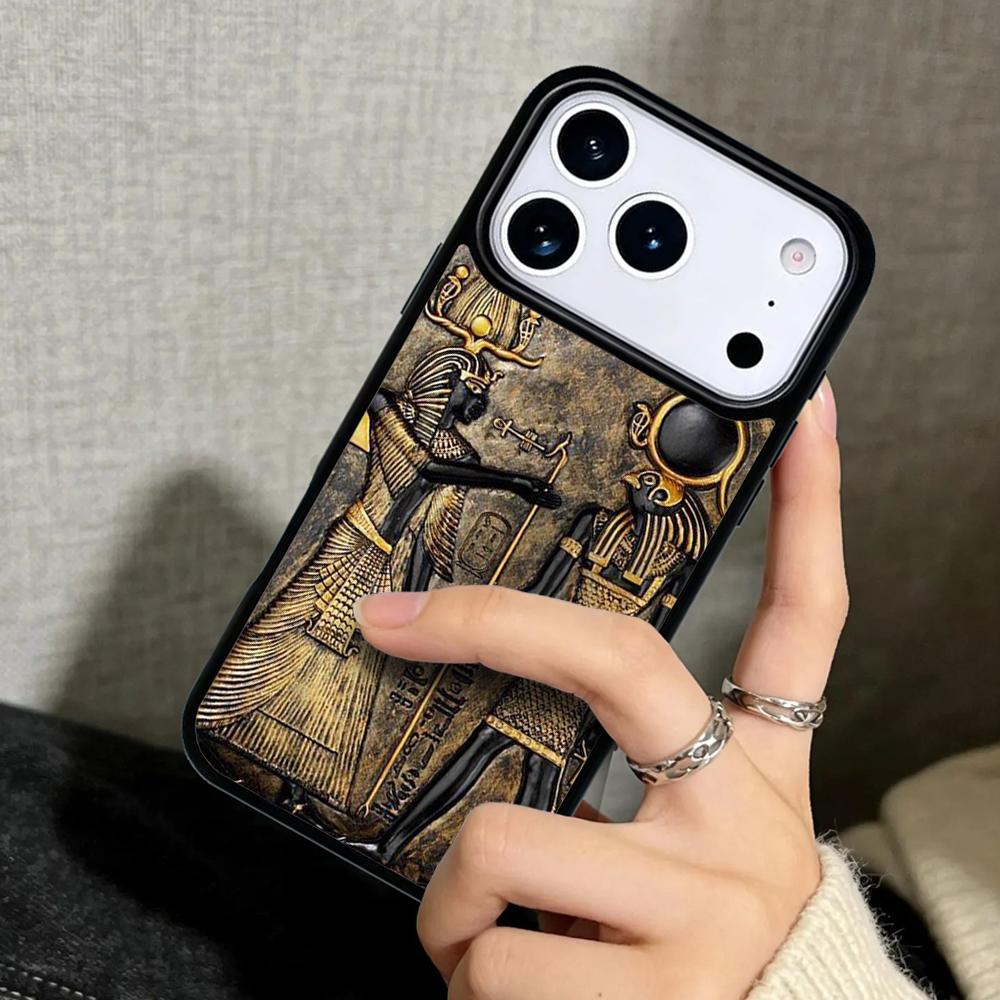 Capa Case for iPhone 17 Air 16 Pro Max 15 Plus 11 13 Mini 14 12 Back Phone Cover Sacred Eye of Horus Egypt Fresco