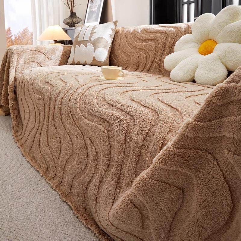 Shu cotton lint cream wind sofa cover non-slip and anti-cat scratch sofa cushion, four-season blanket sofa towel all-inclusive cover