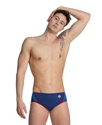 Arena Stroje Pływackie Men's Icons Briefs Panel Navy Blue Cosmo White Red 006753/761 D5 85