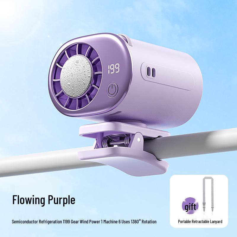 

2026 Portable Clip-on Fan: USB Rechargeable, Digital Display, Silent Operation for Umbrella, Desk, or Waist Use Outdoors. 63.5*77.6*67.4mm фіолетовий