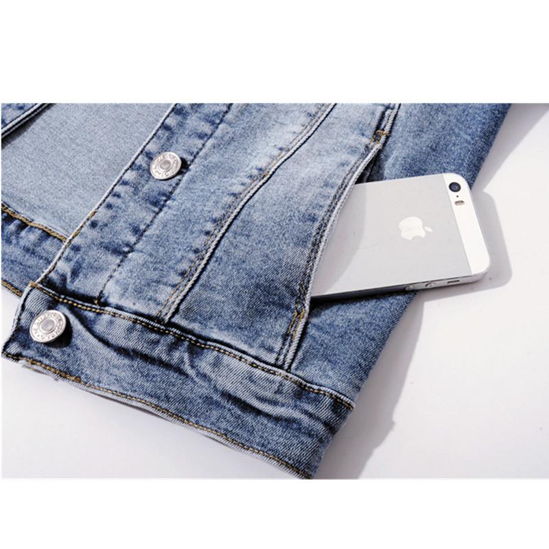 Danmo Women Short Denim Jackets Vintage Long Sleeve Jeans Outwear Casual Female Coat Spring Autumn