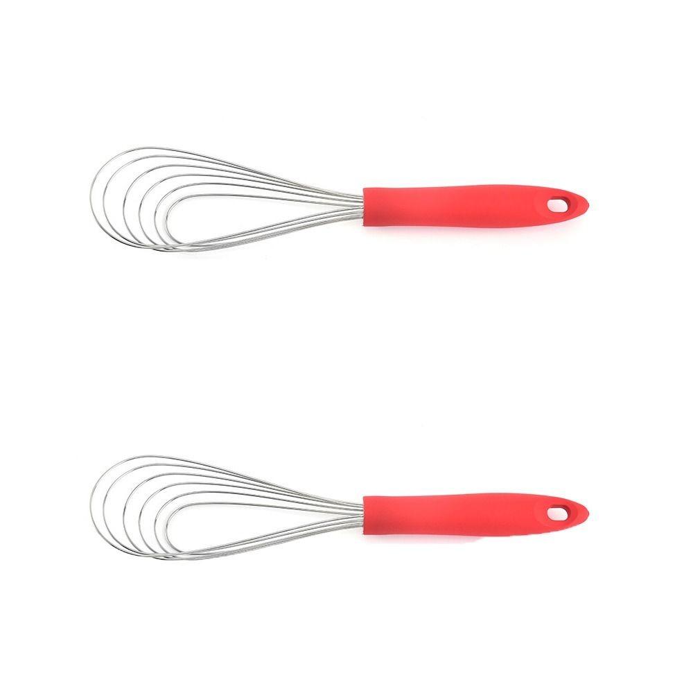 

2 Pcs Stainless Steel Gravy Whisk Sector Kitchen Utensil New Foldable Whisk Cooking червоний