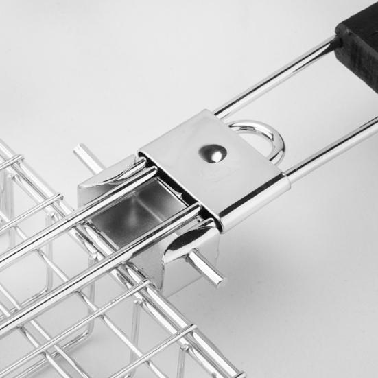 Grill Basket Foldable BBQ Grilling Removable Handle Basket with Stainless Steel Outdoor Cooking Camping Accessories