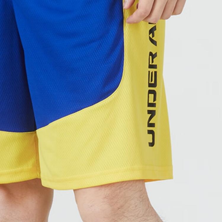 Under Armour Letter Logo Color Block Basketball Knit Fitted Shorts Men Bottoms Royal-Blue 22500201-400