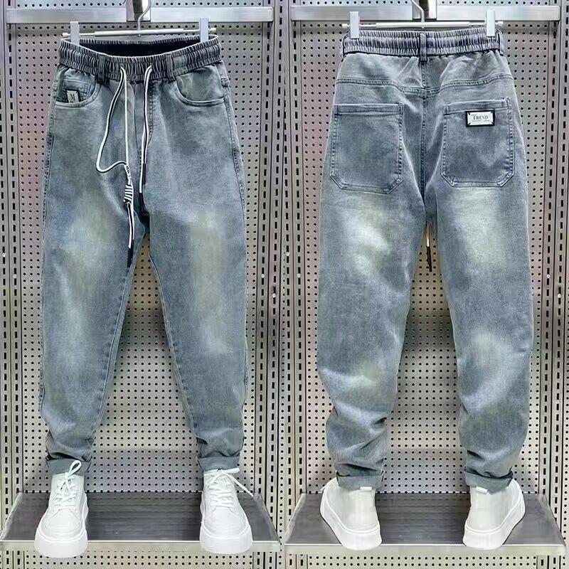 

Мужские ретро джинсы-гаремы на резинке - Летние тонкие, выстиранные, свободного кроя, повседневные брюки на все случаи жизни XL