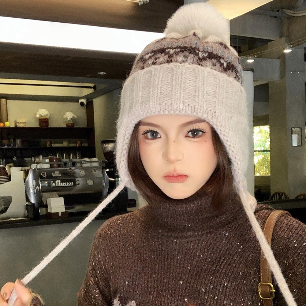 Nye Stil Mote Luer Vinter Varm Duskelue Dandy Luer For Kvinner Rute Mønster Vinter Strikkede Jenteluer Gave