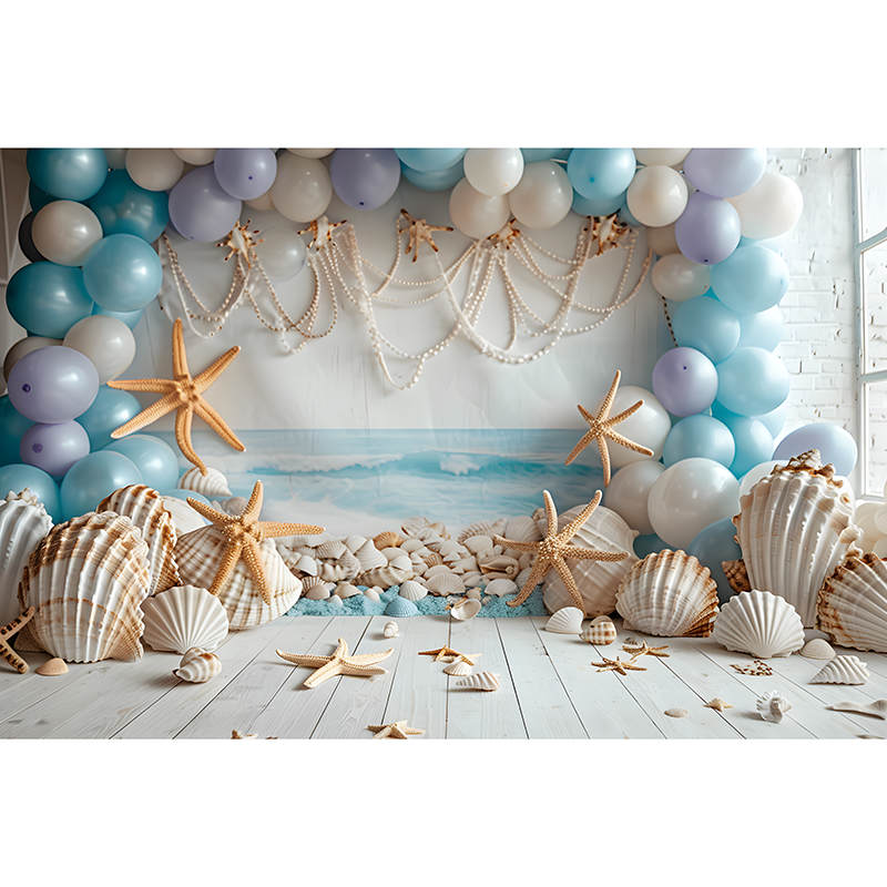 Underwater Castle Backdrop for Baby Shower Kids Girls 1st First Birthday Party Decor Cake Table Banner Photography Background
