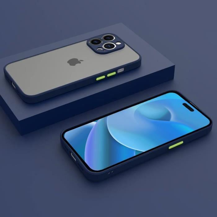 Coque de protection - BOOLING - iPhone 14 Pro - Silicone ultra fine - Bleu marine - 2 verres trempés