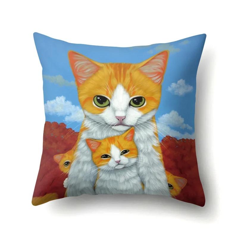 Colorful Cat Animal Decorative Pillowcase Living Room Office Ornaments Home Pillowcase