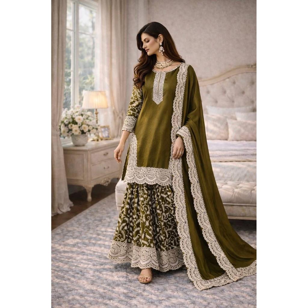 Indian Paksiatni Ethnic Salwar Kameez Bollywood Wedding Party Wear Sharara Suit