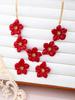 Exquisite Double Flower Necklace & Three-Dimensional Floral Earrings Set