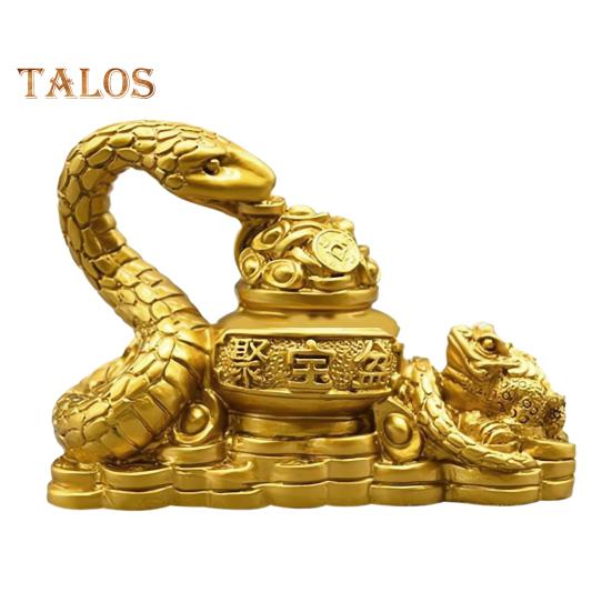

Фигурка змеи из смолы, украшение в виде змеи удачи, настольная китайская скульптура змеи фэн-шуй для украшения каминной полки на Новый год золотистый