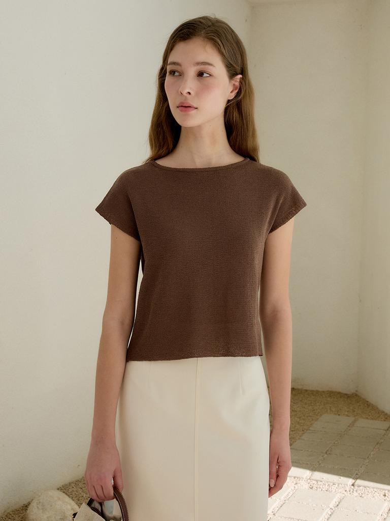 MOMET Bun Cap Sleeve Knit Brown