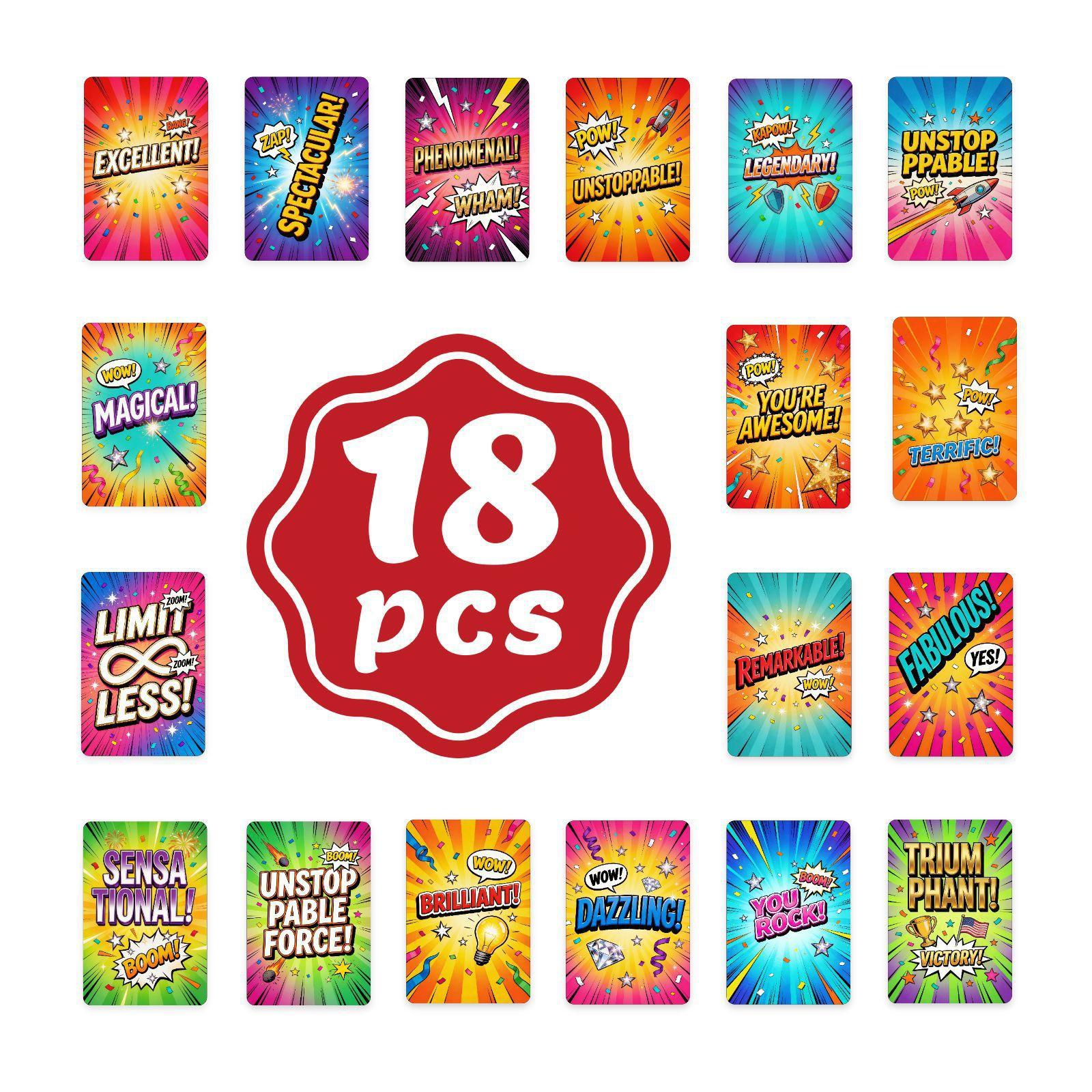 

18 Affirmation Cards Comic Cards Fried Text Cartoon Elements Inspire Positive Energy Cards RXHB0152
