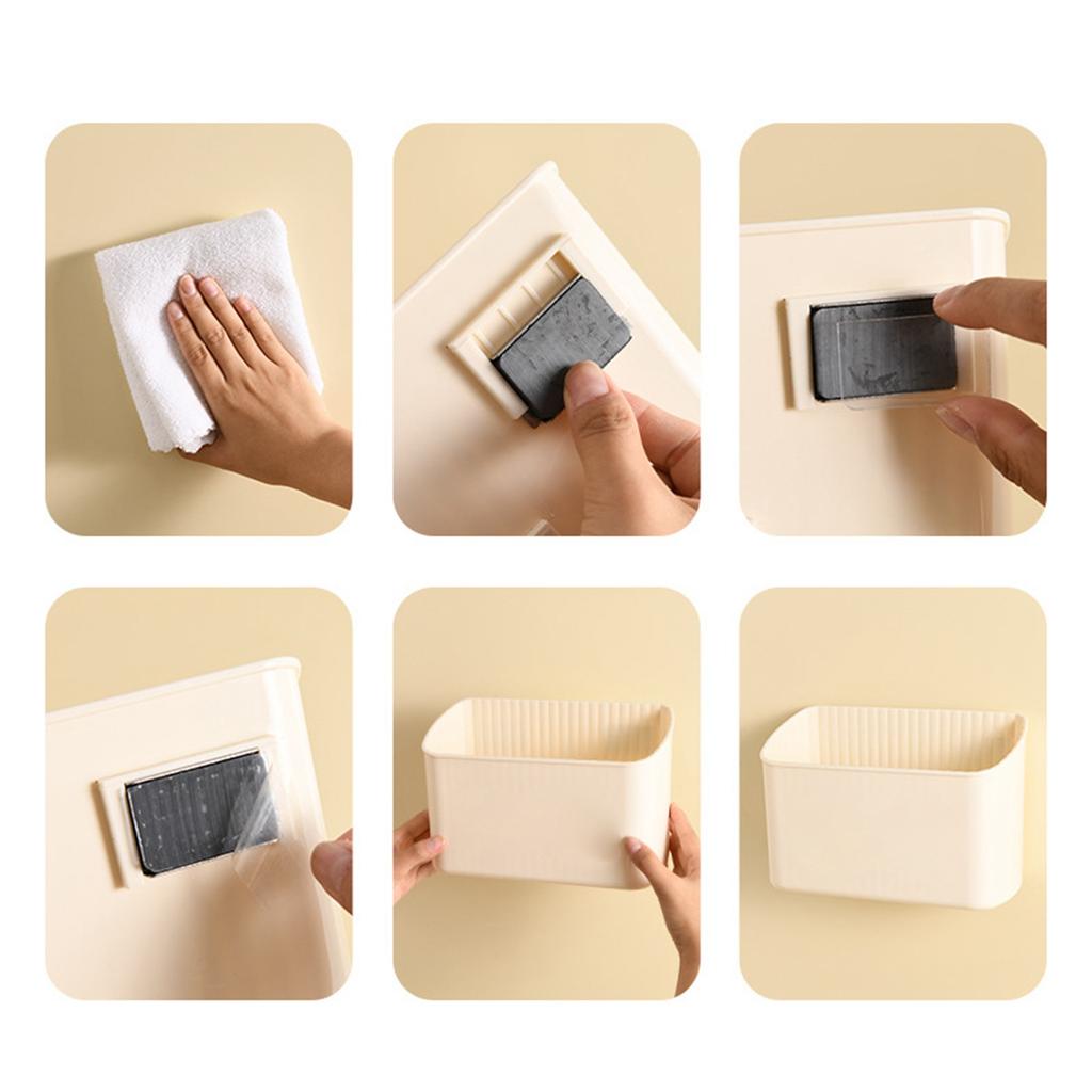 Magnetic Wall Storage Box Large Capacity Plastic Refrigerator Side Organizer for Kitchen Dining