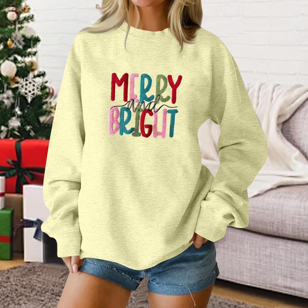 Damenmode Lässig Langärmlig Locker Weihnachten Bedruckt Rundhals Pullover Hoodie Sweatshirt