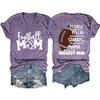 Summer new Vneck Tshirt Football Mom print loose casual shortsleeved top ladies all fashion pullover