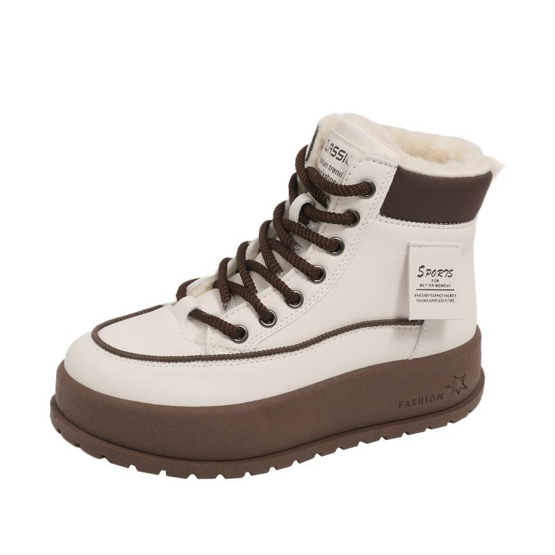 Fleece high-top Martin boots for women, winter new student warm casual platform cotton shoes