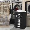 40L Collapsible Washing Laundry Basket Bag for BedroomFabric (Black)