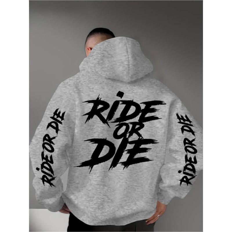 Men's Ride Or Die Graphic Hoodie Sweatshirt Oversized Streetwear Sportswear Pullover Casual Autumn Winter Hooded Top