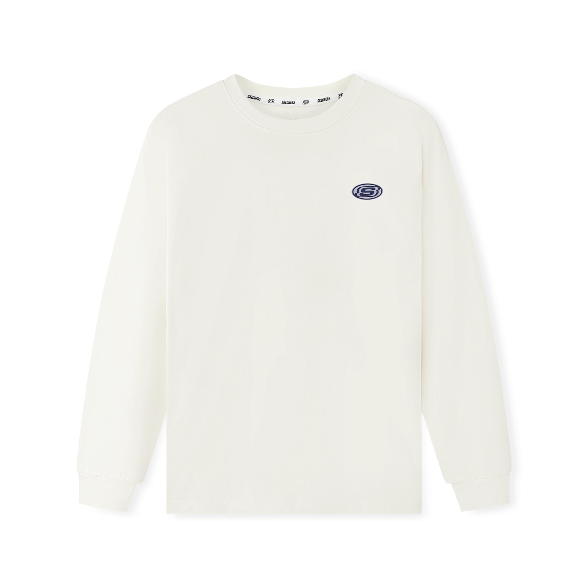 Skechers Sports Lifestyle Series Loose Fit Printed Pullover Knit Long Sleeve Sweatshirt Unisex tops Cotton-Candy-White L225U051-0074 XS