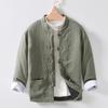 Herren Chinesischer Stil Stehkragen Warmer Plattenknopf Baumwollmantel Lockere Retro Freizeitjacke