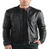 Jachetă motociclist din piele de miel neagră pentru bărbați Noora, cu fermoar și buzunar -JS42