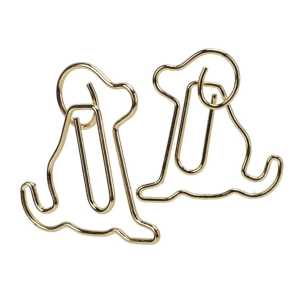 25pcs Shaped Paper Clips Metal Material Light Portable Golden Puppy Shapes Office Clips for Document