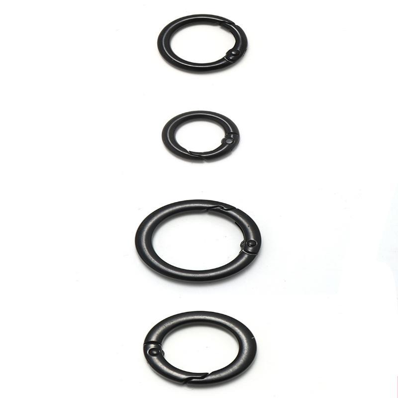 Black Metal Spring O Rings Durable Rustproof Multiple Sizes For Diy Craft Bag Making Keychain Accessories
