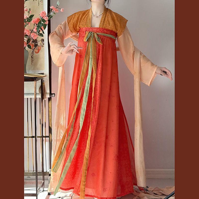 Restore Chinese Tang Dynasty Style Hanfu For Women Tang  Beizi One Piece Skirt Daily Dopamine Suit