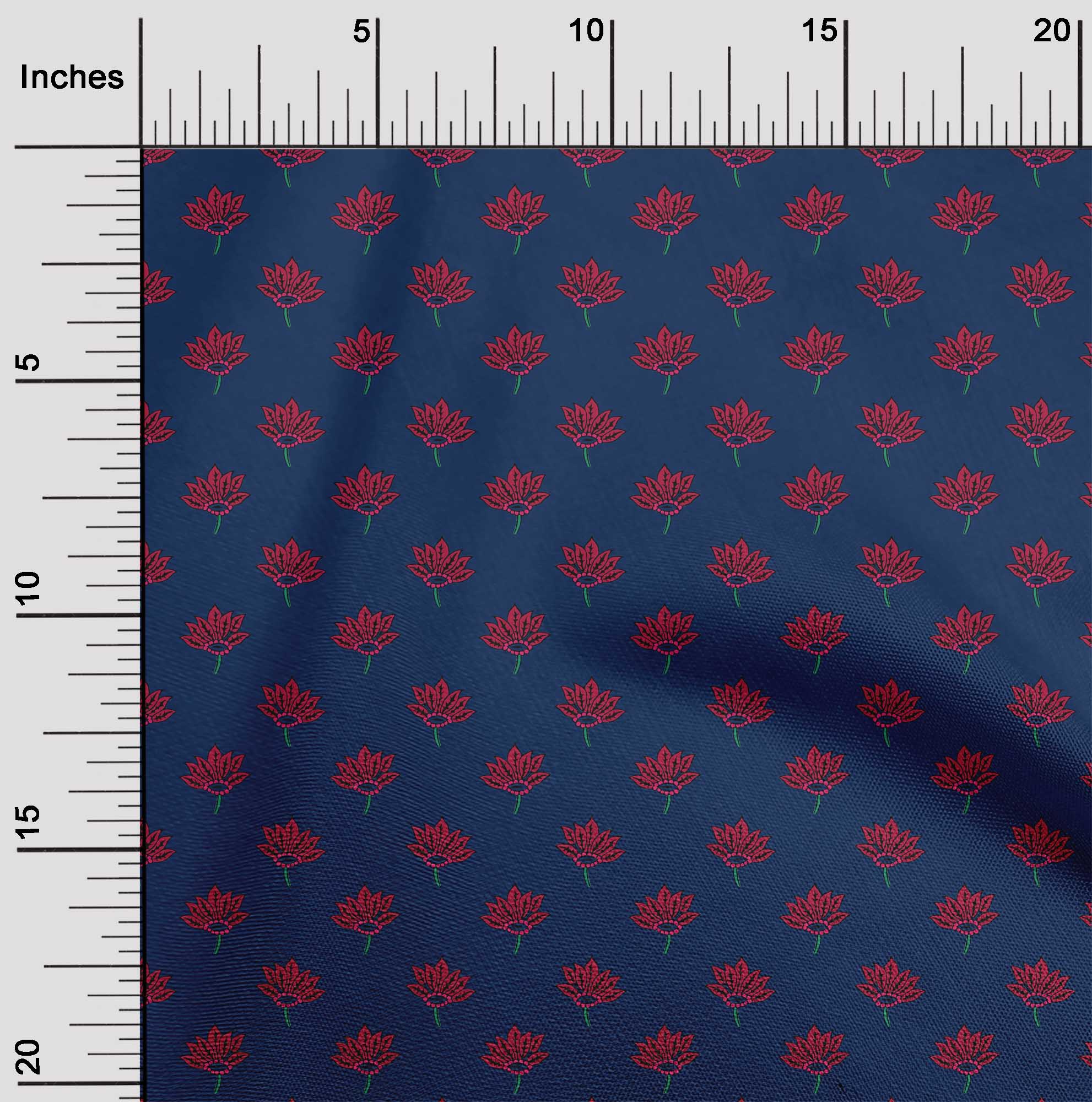 

oneOone Бавовняна гнучка тканина з квітковим принтом у дворі 40 дюймів 42 Inch - Viscose Chiffon темно-синього кольору