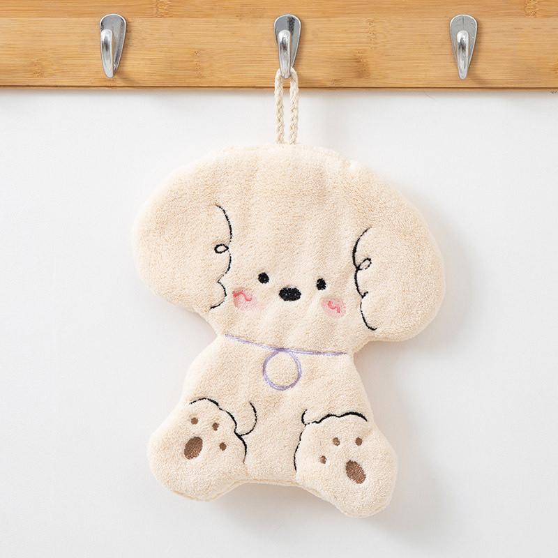 

Новые Коралловые бархатные милые мультяшные подвесные салфетки для рук Салфетки для кухни и туалета Впитывающие воду детские полотенца слоновая кость