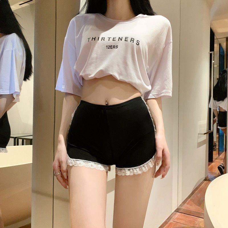 Women's Summer Lace Trim Anti-Exposure Ice Silk Safety Shorts