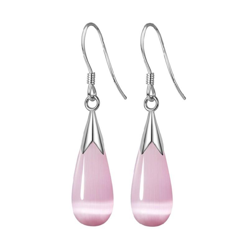 Korean-Style Teardrop Cat's Eye Stone Earrings – Elegant, High-End Niche Design for Women, Perfect Valentine's Day Gift.