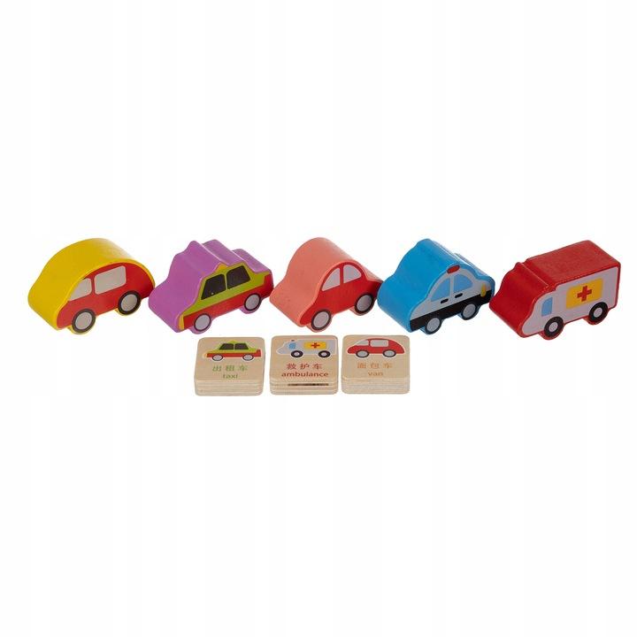 Sorter Auto Drewniane Klocki Samochód 7W1 Edukacyjna Montessori Dla Dzieci