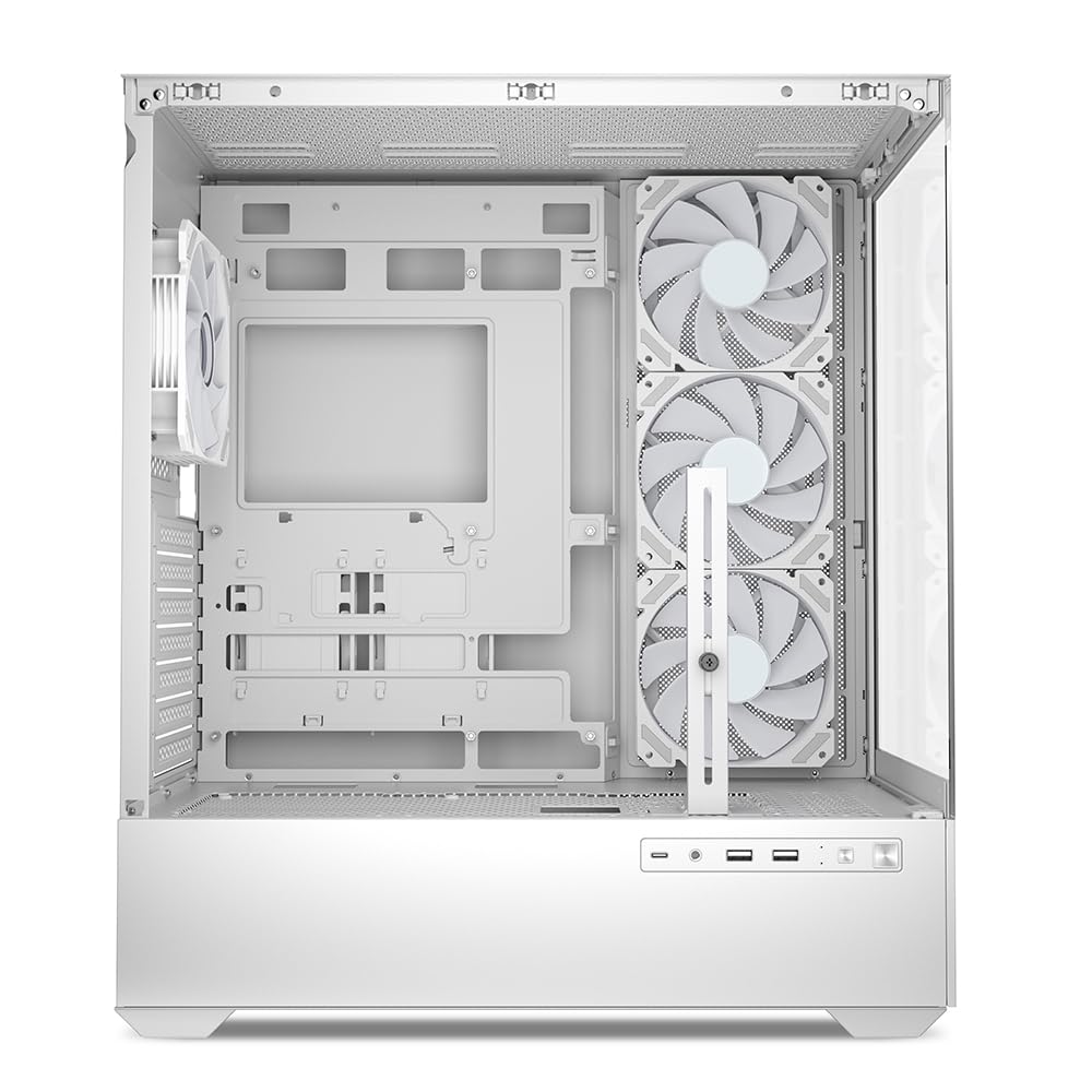 Sharkoon Middle Tower PC Case with Rear Connector Compatibility Pillarless Structure Compatible with Standard Motherboards Equipped with 4 ARGB Fans