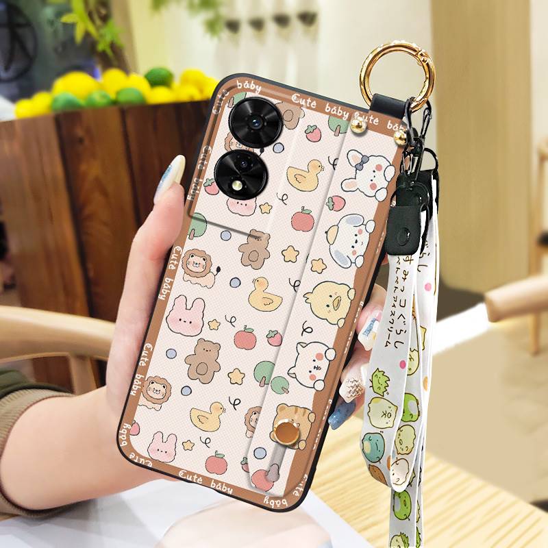 Weiche Hülle Stoßfeste Handyhülle Für TCL 505/T509K/T5094 Langlebiger Ständer Wasserdicht Trageband Cartoon Modisches Design Ring