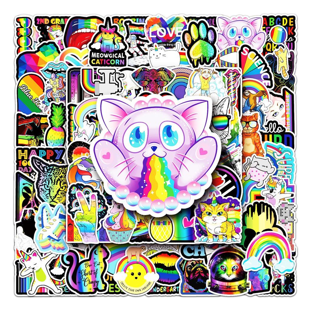 100 Pictures of Colored Cartoon Doodle Creative Tablet Computer Mobile Car Waterproof Suitcase Stickers