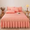Cotton Bed Skirt Three Piece Set Thickened Anti Slip Bed Cover Lace Bed Sheet Mattress Protective Cover