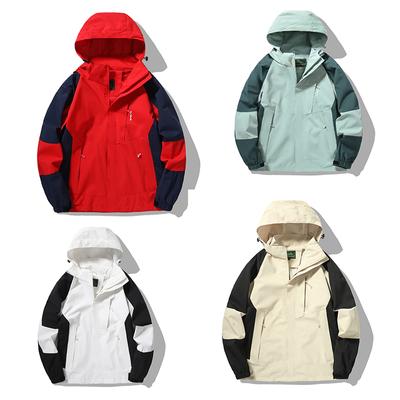 Men Windbreaker Men's Outdoor Casual Colorblock Hooded Coat New Spring Camping Hiking Wear-resistant Jacket