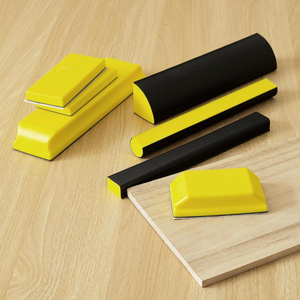 S SATC 7 PCS Hand Sanding Blocks Hook and Loop Sanding Block Auto Body Sanding Blocks for Wood Furniture Restoration Home Arts and Crafts