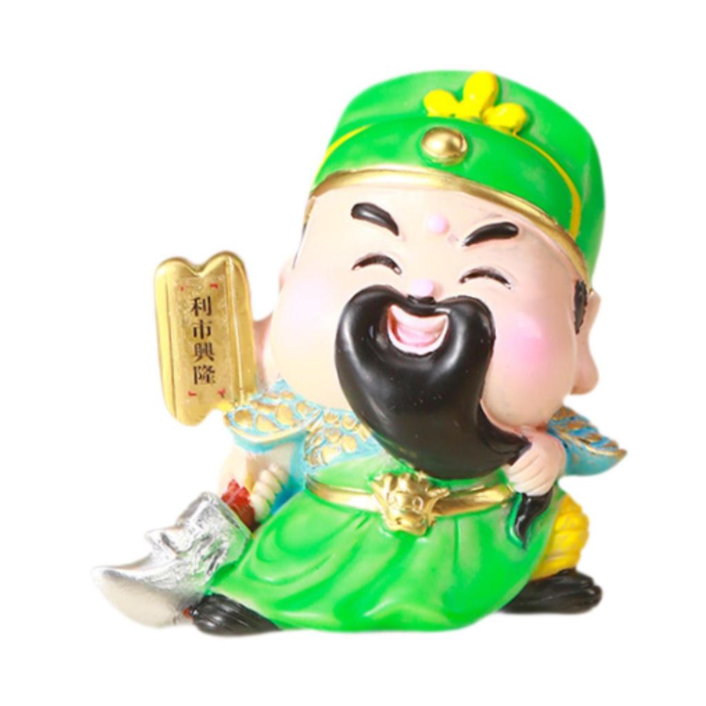 Cartoon God of Wealth Figurine Cute Decorative Tabletop Decoration Feng Shui Statue for Bookshelf Living Room Hotel Office Table